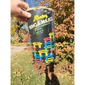 Vintage Slinky Brand Ringa Majigs Creative Construction Rings No Lid